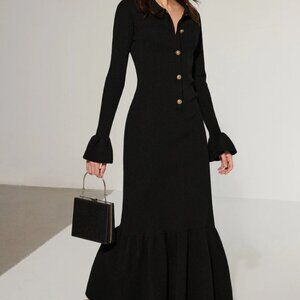 Commence NWT Mermaid Hem Collared Knit Maxi Dress